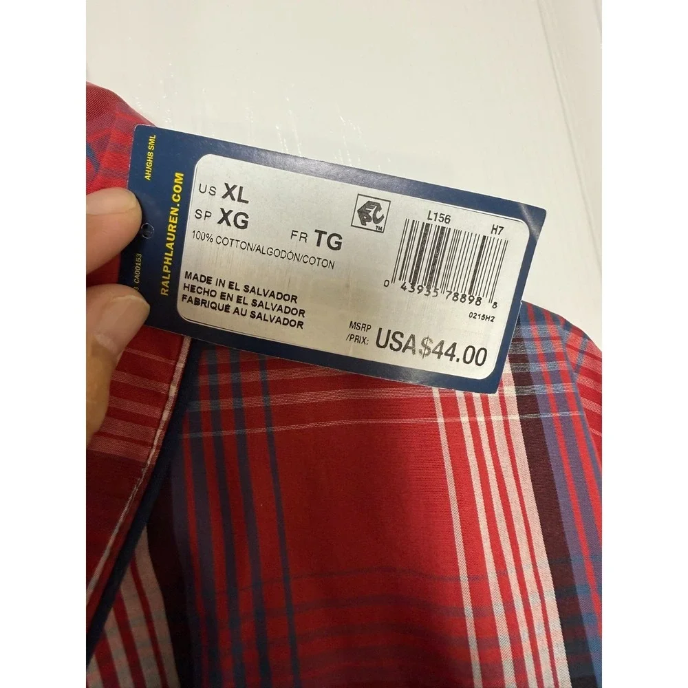 Polo Ralph Lauren Woven Pajama Shirt Red Plaid Tartan Mens XL NWT